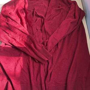 Lane Bryant Red Lurex Shimmer Open-Front Modern Cardigan